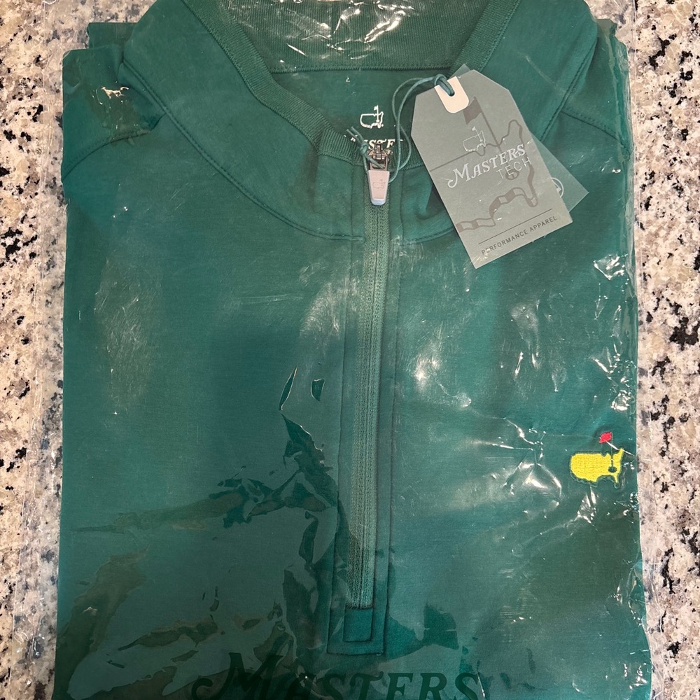 2025 Masters Green Quarter-Zip Pullover with Embroidered Logo NWT